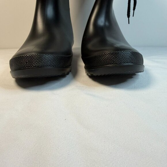 Rain Boots Women’s Size 7.5M Black Drawstring Outdoor Rubber Garden Farm Mud - Picture 5 of 11